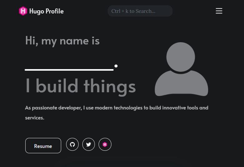Hugo Profile theme screenshot